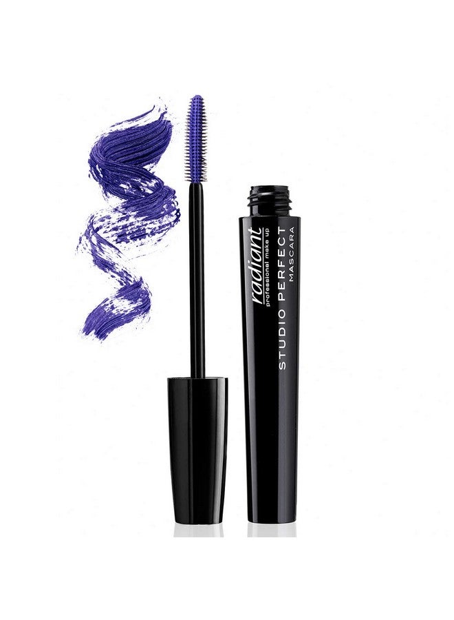 Radiant Professional Studio Perfect Volume Mascara With Silicone Brush & Natural Wax For Healthy Voluminous Lashes Cruelty Free Lash Lengthening 0.30 Ounces Purple (03)