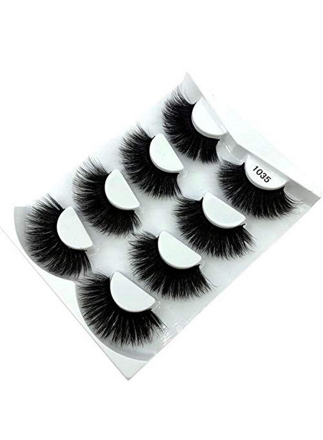 New 4 Pairs 3D Mink Hair False Eyelashes Crisscross Wispy Cross Fluffy Length 2530Mm Lashes Extension Handmade Eye Makeup Tools (1035)