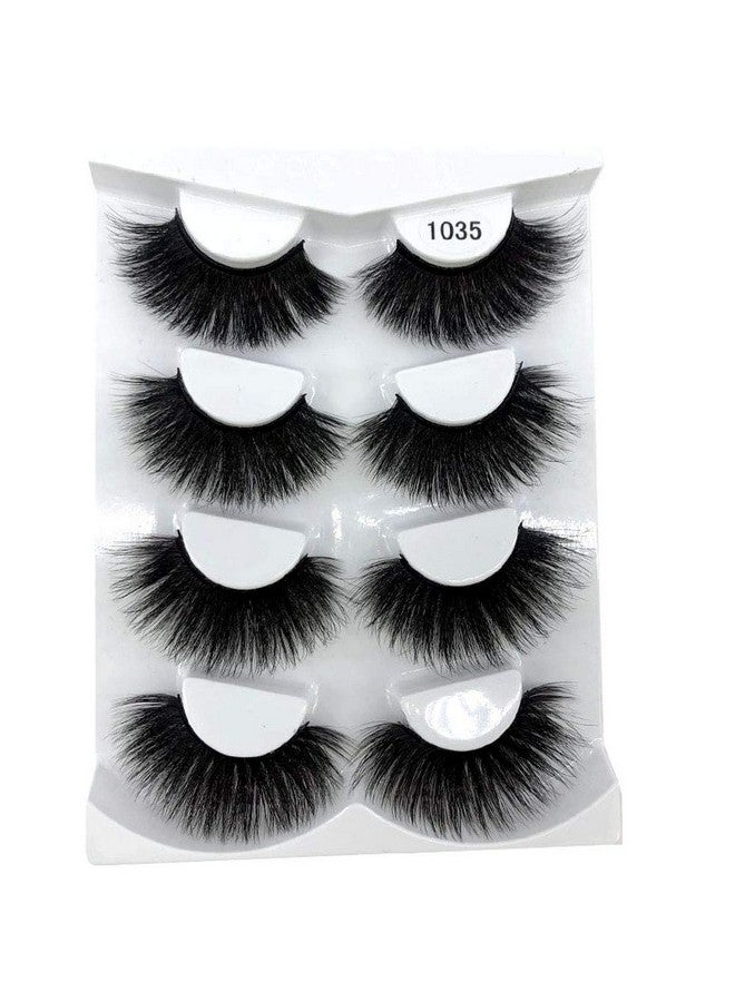 New 4 Pairs 3D Mink Hair False Eyelashes Crisscross Wispy Cross Fluffy Length 2530Mm Lashes Extension Handmade Eye Makeup Tools (1035)