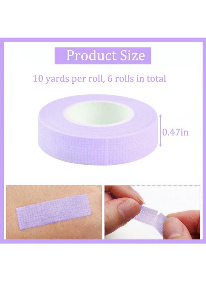 6 Rolls Lash Extension Under Eye Tape Ebanku Breathable Fabric Eyelash Tape Micropore Adhesive Tape For Eyelashes Extension Supply Individual Eye Lashes Tools (Purple)