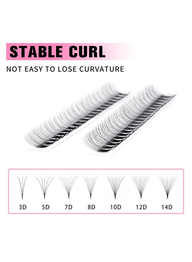 Premade Fans Eyelash Extensions 3D14D Cd Curl 916Mm Natural & Volume Mixed Length Eyelash Tray Professional Lash Supplies Matte Black(7D 0.07 Ccurl 916Mm)