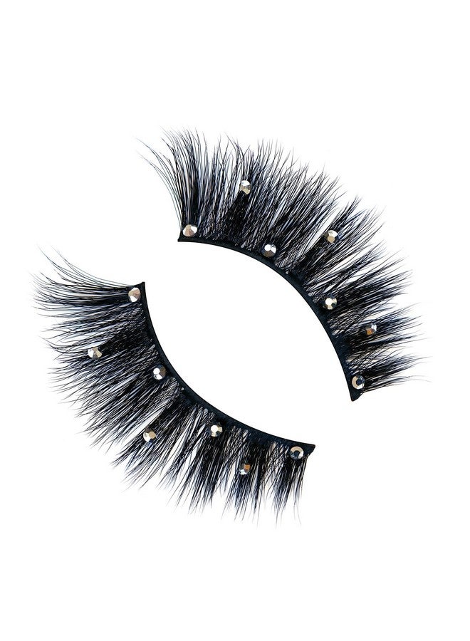 Blingalong Lashes Rhinestone Eyelashes For A Full And Flirty Look Perfectly Curled False Lashes Cruelty Free & Vegan (1 Pair)