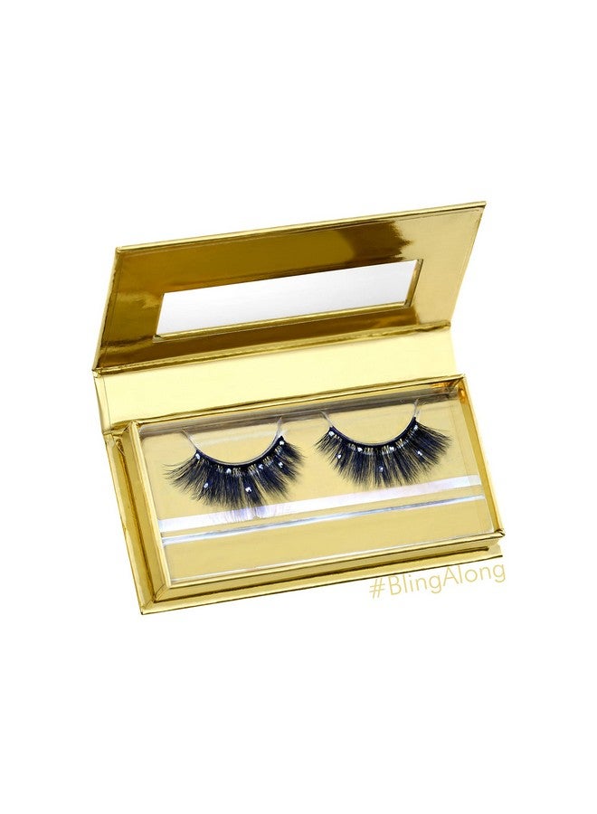 Blingalong Lashes Rhinestone Eyelashes For A Full And Flirty Look Perfectly Curled False Lashes Cruelty Free & Vegan (1 Pair)