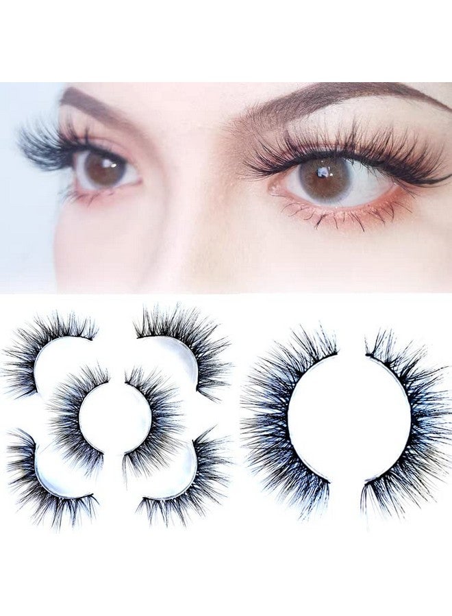 Sunniess False Eyelashes 8D Faux Mink Lashes 100% Handmade Reusable Natural Look Fake Eye Lashes Cateye Fluffy Wispy Lashes Dramatic Long Thick Volume Soft Lashes Packs (8D17)