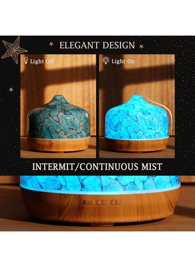 500Ml Glass Essential Oil Diffuser Aromatherapy Ultrasonic Cool Mist Humidifier 1521 Running Hours Waterless Autooff Air Diffusers For Sleeping Yoga Office Working Spa And Rest (Light Blue)