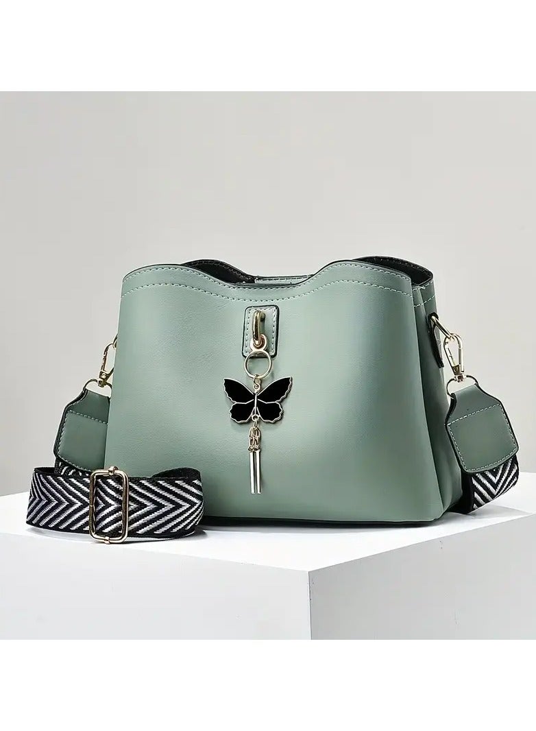 Trendy Butterfly Bucket Bag, Lightweight Solid Color Shoulder Bag, Perfect Crossbody Bag Fro Everyday Use