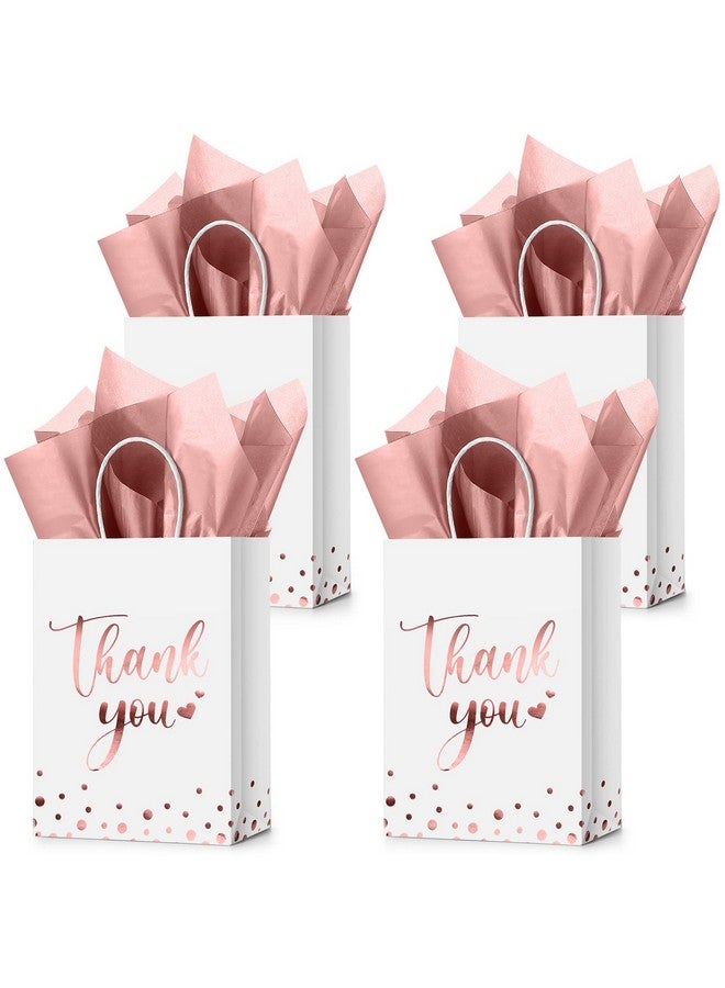 30 Pcs Thank You Gift Bags With Tissue Paper Gold Thank You Wedding Bags With Handle For Business Shopping Wedding Baby Shower Party Favors (Rose Gold)