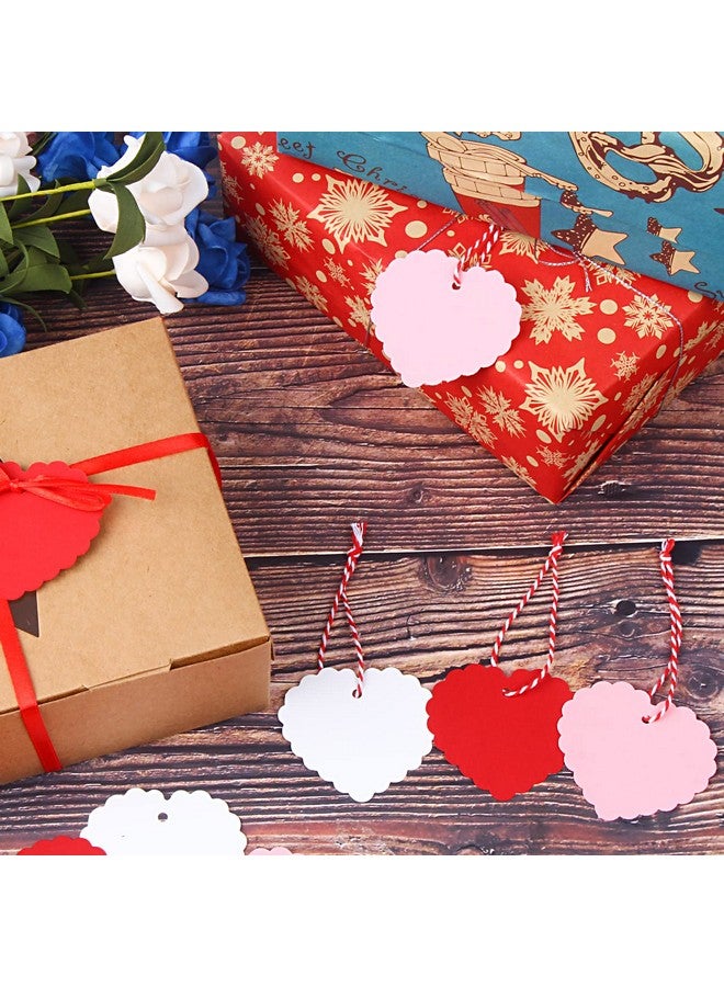 Valentine Heart Gift Tags120 Pcs Kraft Paper Hanging Tags With String For Valentine'S Daywedding And Mother'S Day Gift Wrapping(Redpinkwhite)