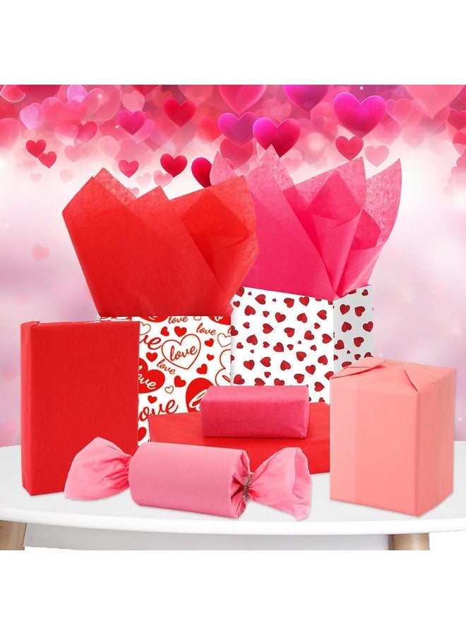 100 Sheets Valentine'S Day Tissue Paper Red Pink Wrapping Paper For Valentine'S Day Wedding Party Decoration Diy Crafts Gift Packing 19.7 ×13.8 Inch (5 Colors)