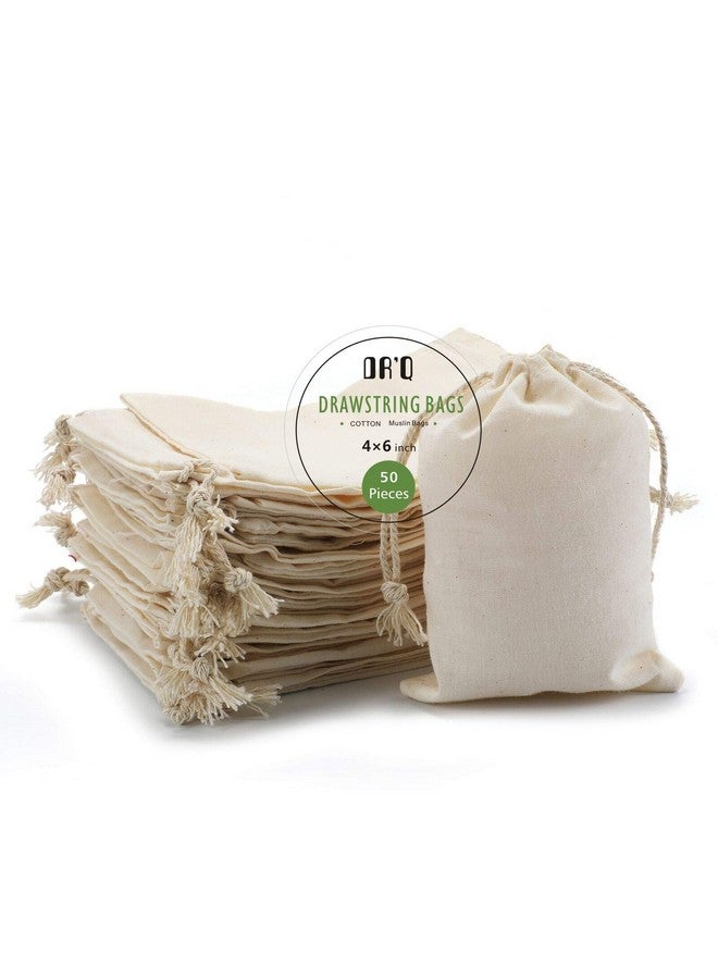 Muslin Bags Drawstring Cotton Bags Organic Cotton Fabric Bags 50 Pcs 4 By 6 Inch Natural Cloth Bags Sachet Bags With Drawstring For Party Wedding Home Storage And Diy Craft