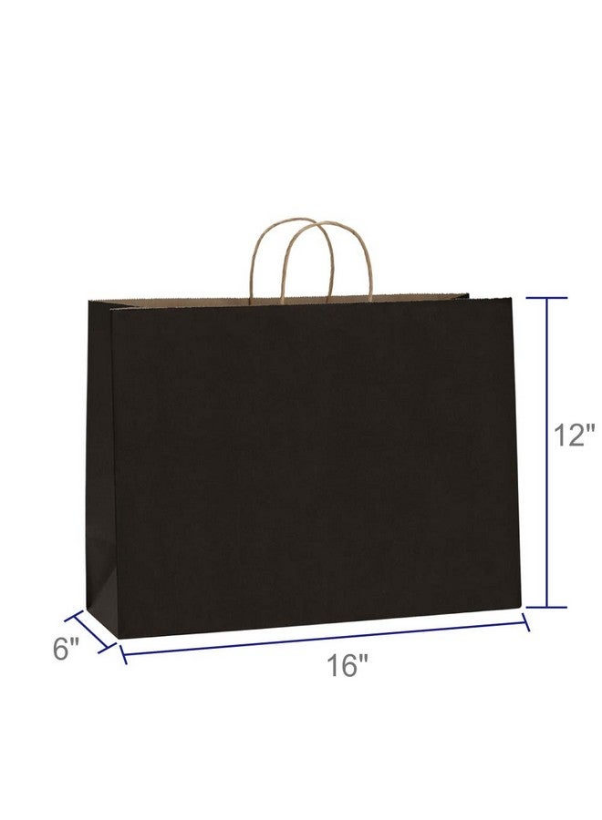 25Pcs 16X6X12 Inches Kraft Paper Bags With Handles Bulk Gift Bags Shopping Bags For Grocery Merchandise Party 100% Recyclable Large Black Paper Bags
