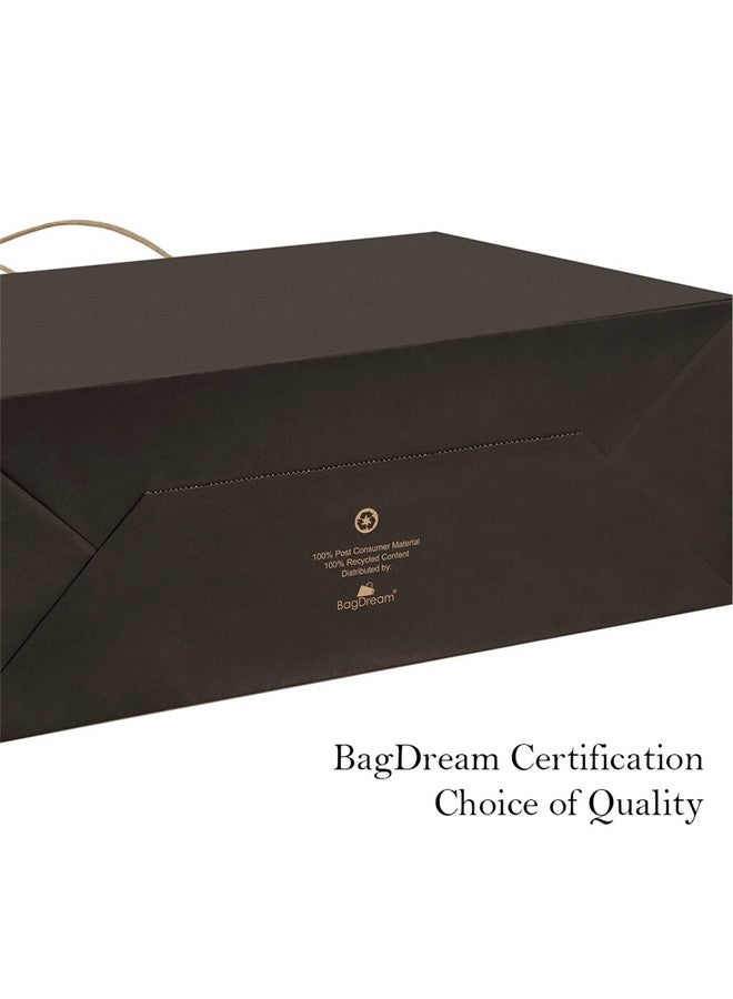 25Pcs 16X6X12 Inches Kraft Paper Bags With Handles Bulk Gift Bags Shopping Bags For Grocery Merchandise Party 100% Recyclable Large Black Paper Bags