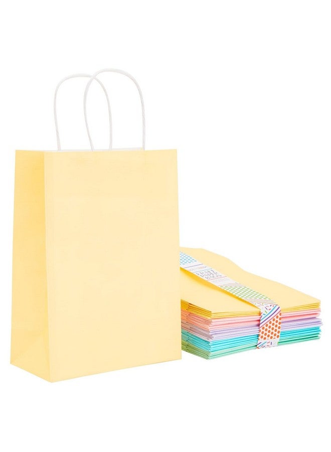 25Pack Pastelcolored Paper Gift Bags With Handles For Goodies Birthday Party Favors Colorful Party Bags Baby Shower Supplies 5 Rainbow Colors (6.3 X 3.2 X 8.7 Inches)