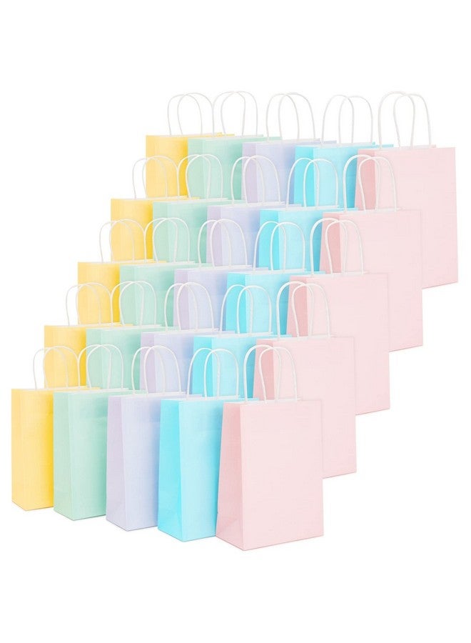 25Pack Pastelcolored Paper Gift Bags With Handles For Goodies Birthday Party Favors Colorful Party Bags Baby Shower Supplies 5 Rainbow Colors (6.3 X 3.2 X 8.7 Inches)