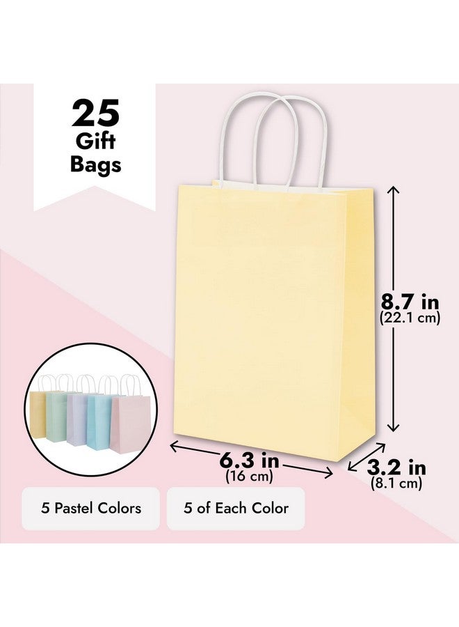 25Pack Pastelcolored Paper Gift Bags With Handles For Goodies Birthday Party Favors Colorful Party Bags Baby Shower Supplies 5 Rainbow Colors (6.3 X 3.2 X 8.7 Inches)