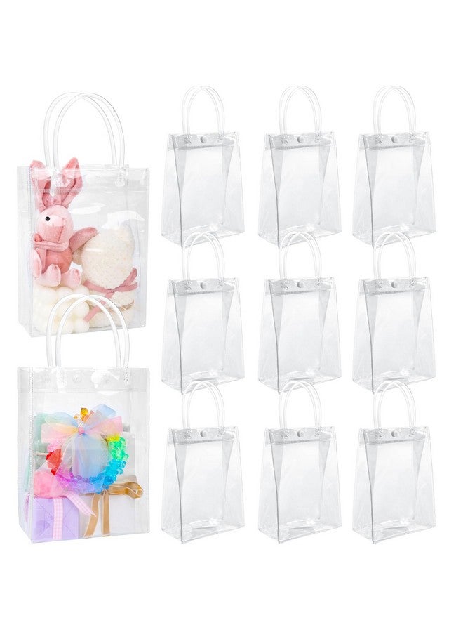 12Pcs Clear Plastic Gift Bags With Handle Plastic Bags Valentines Day Gift Bags Thickened Pvc Goodie Bags For Wedding Birthday Baby Shower Party Favor(5.9