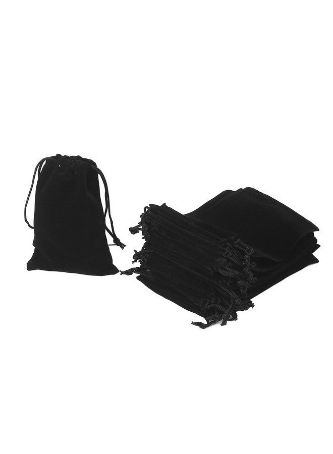 20Pcs Velvet Drawstring Bags 5X7 Inches Velvet Pouches For Jewelry Gift Packaging (Black)