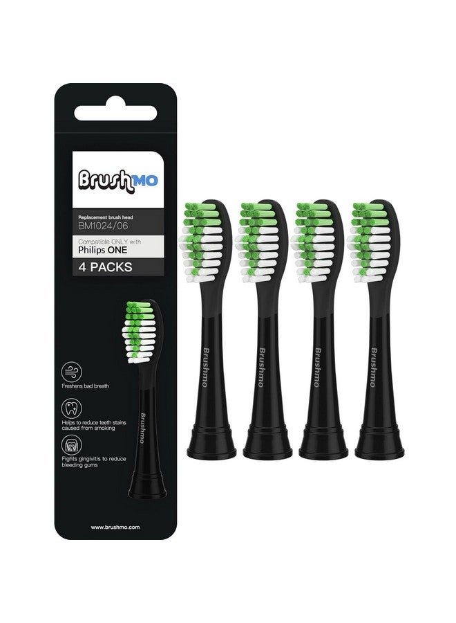 Replacement Toothbrush Heads Compatible With Philips Sonicare One Toothbrush For Hy120006 Shadow Black Bh102206 Brush Head (Shadow Black) 4 Pack