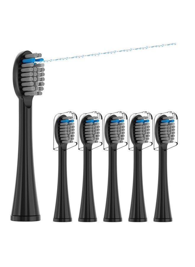 Replacement Flossing Toothbrush Heads(6Pc) Fit For Waterpik Sonic Fusion 2.0 Sf01 Sf02 Sf03 & Sf04 Tooth Brush Refill Pisoniclea(Sfblack)