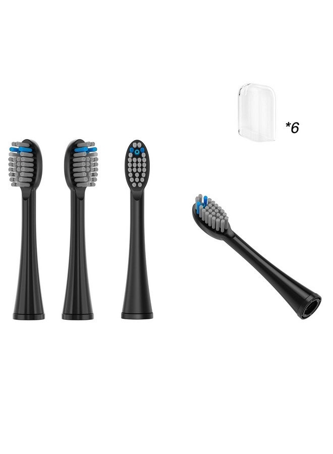 Replacement Flossing Toothbrush Heads(6Pc) Fit For Waterpik Sonic Fusion 2.0 Sf01 Sf02 Sf03 & Sf04 Tooth Brush Refill Pisoniclea(Sfblack)