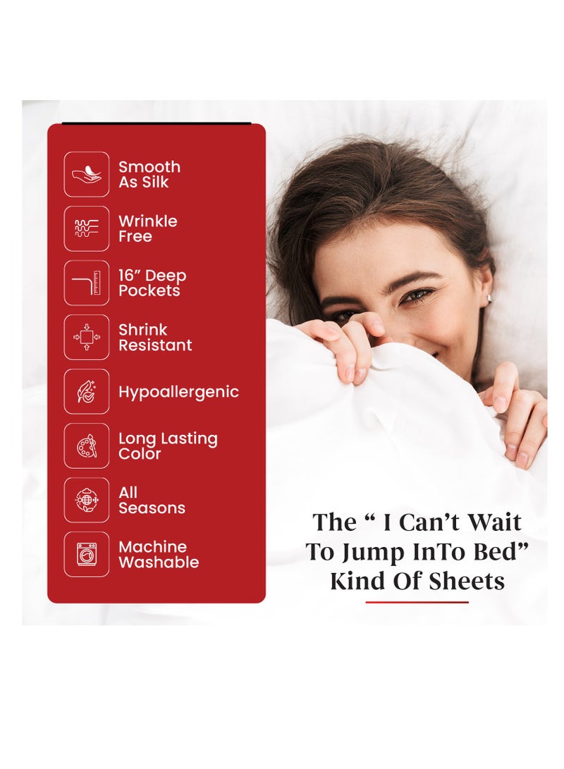 Premium Grey Queen Sheets Set - 1800 TC Series 4 Piece Bed Sheets - Soft Brushed Microfiber Fabric - 16 Inches Deep Pockets Sheets Wrinkle Free & Fade Resistant by Infinitee Xclusives