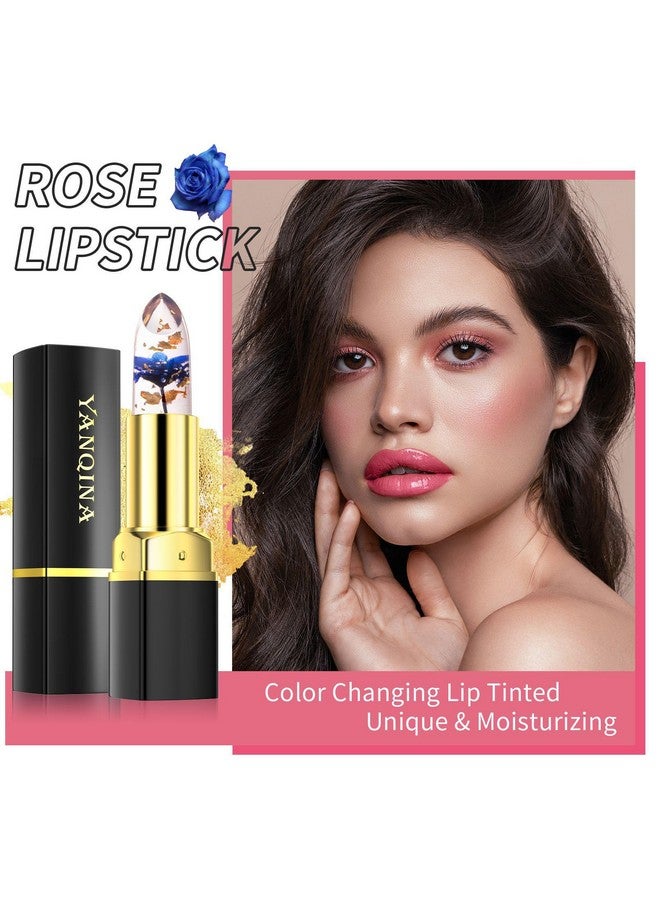 3Pcs Jelly Clear Crystal Flower Lipstick Set Magic Ph Temperature Color Changing Lipstick Lip Gloss Natural Moisturizing Lip Balm Korean Labiales Magicos Lip Gloss Lip Tinted Stain Makeup