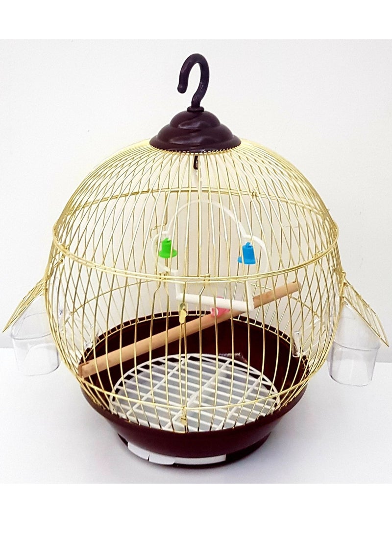 small Bird Cage Metal Birdcage(check sizes) with Food Container and plastic Stick, Suitable for Small Birds 28 cm diameter