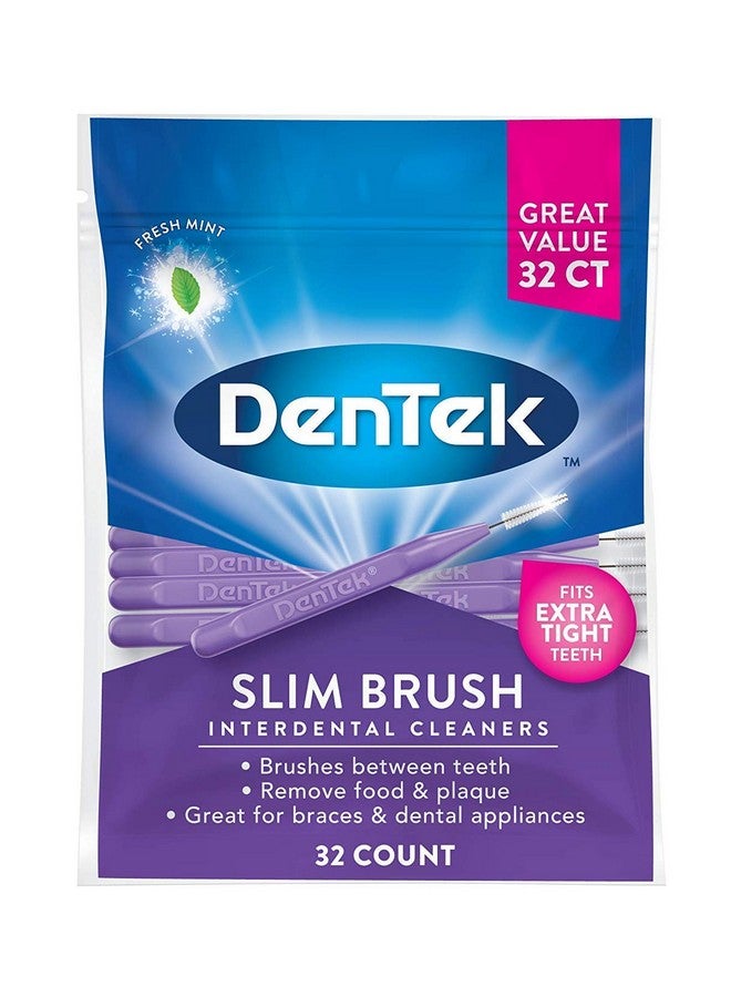 Slim Brush Advanced Clean Tight Teeth 32 Count (Pack Of 2)