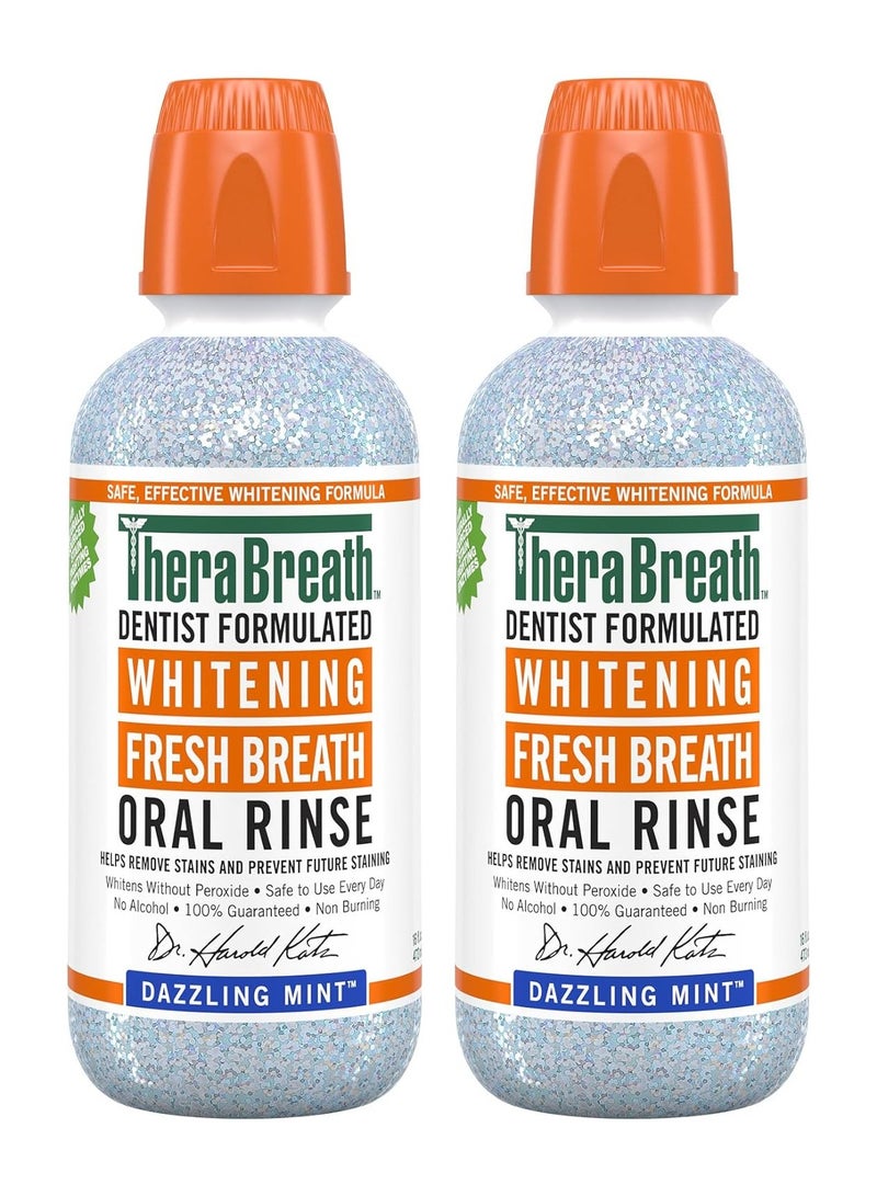 TheraBreath Whitening Fresh Breath Oral Rinse, Dazzling Mint, 473 ml, Pack of 2