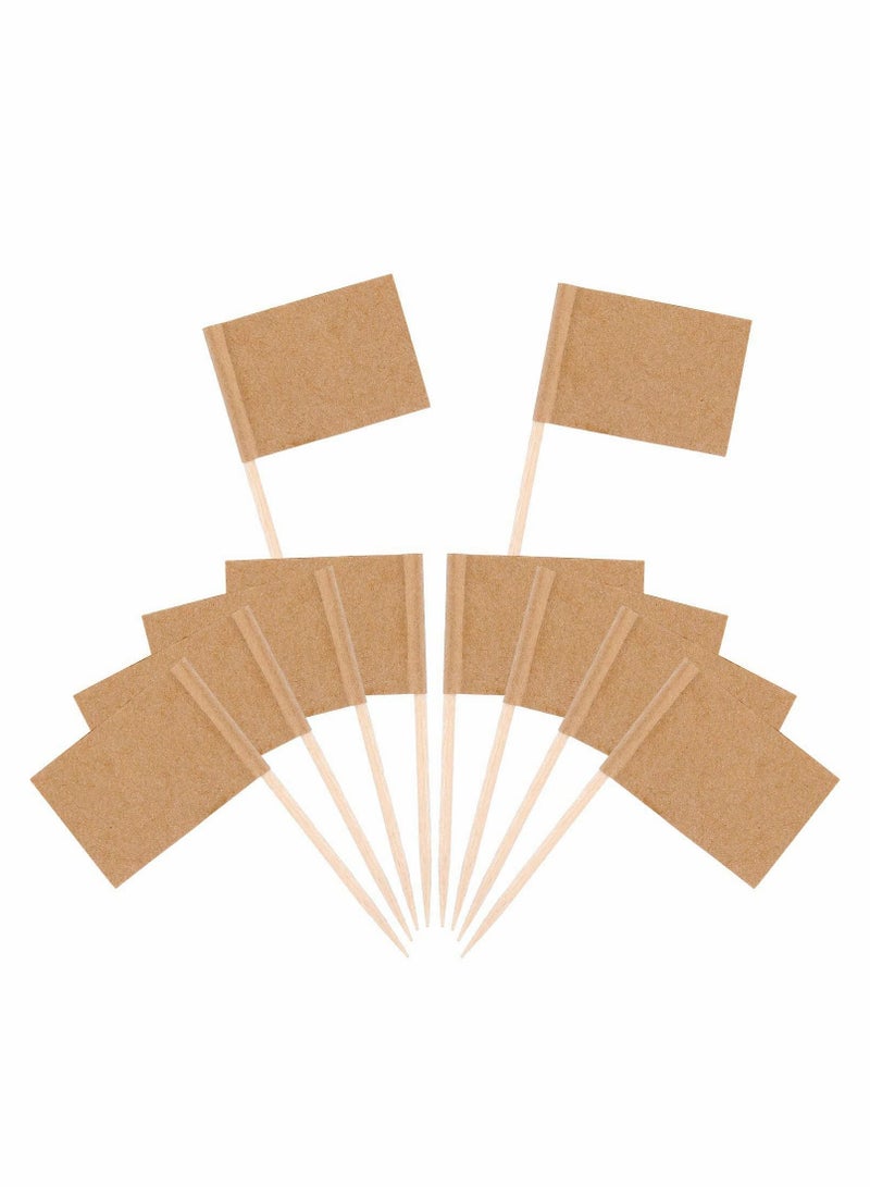 Toothpick Flags, 200 Pcs Kraft Checkered Flags Brown Mini Food Labels for Party Cupcake Decoration Picks Cheese Markers Cupcake, Food, Fruit, Decorations
