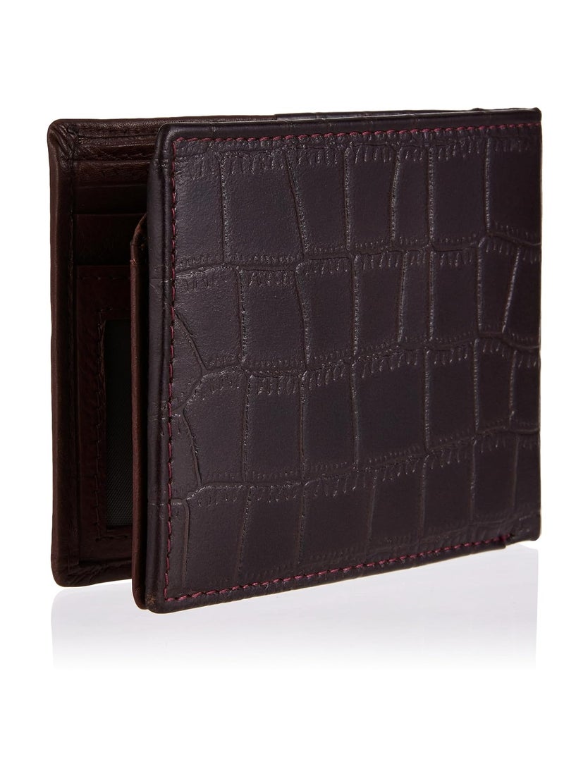 Maroon Leather Wallet for Men I 4 Card Slots I 2 Currency Compartments I 1 ID Window I 3 Secret Compartments I External Card Slot I 1 Coin Pocket