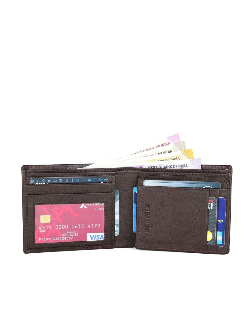 Maroon Leather Wallet for Men I 4 Card Slots I 2 Currency Compartments I 1 ID Window I 3 Secret Compartments I External Card Slot I 1 Coin Pocket