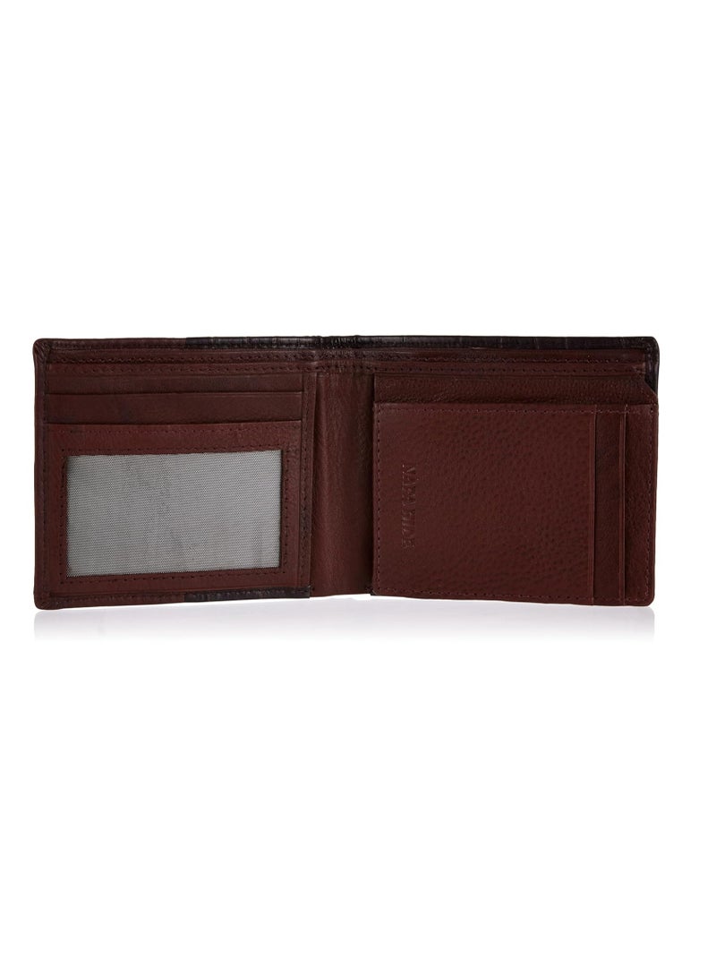 Maroon Leather Wallet for Men I 4 Card Slots I 2 Currency Compartments I 1 ID Window I 3 Secret Compartments I External Card Slot I 1 Coin Pocket