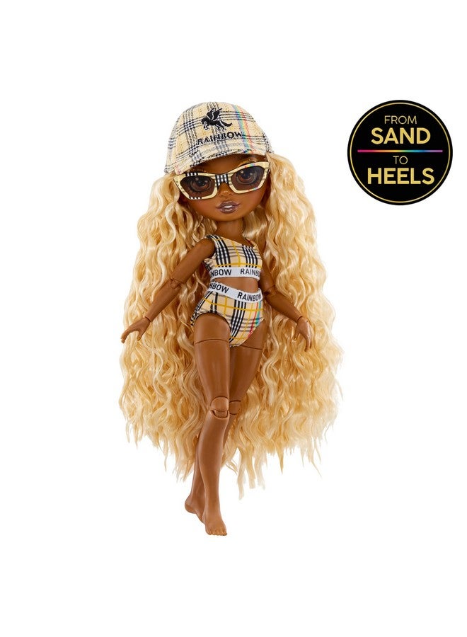 Pacific Coast Harper Dune Sand (Light Yellow) Fashion Doll With 2 Designer Outfits Pool Accessories Playset Interchangeable Legs Toys For Kids Great Gift For Ages 612+ Years