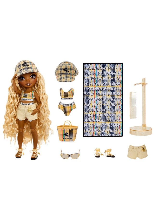 Pacific Coast Harper Dune Sand (Light Yellow) Fashion Doll With 2 Designer Outfits Pool Accessories Playset Interchangeable Legs Toys For Kids Great Gift For Ages 612+ Years