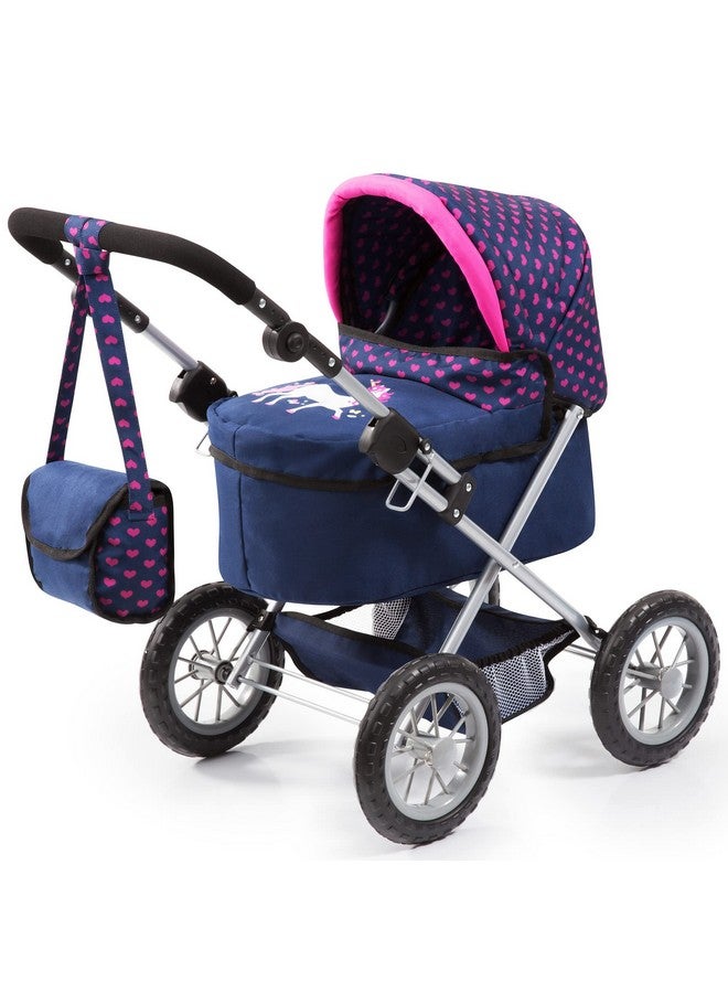 Dolls: Trendy Pramblue Pink Heartsincludes Shoulder Bag Fits Dolls Up To 18 Adjustable Handle Kids Pretend Play Shopping Basket Easy To Fold Ages 3+