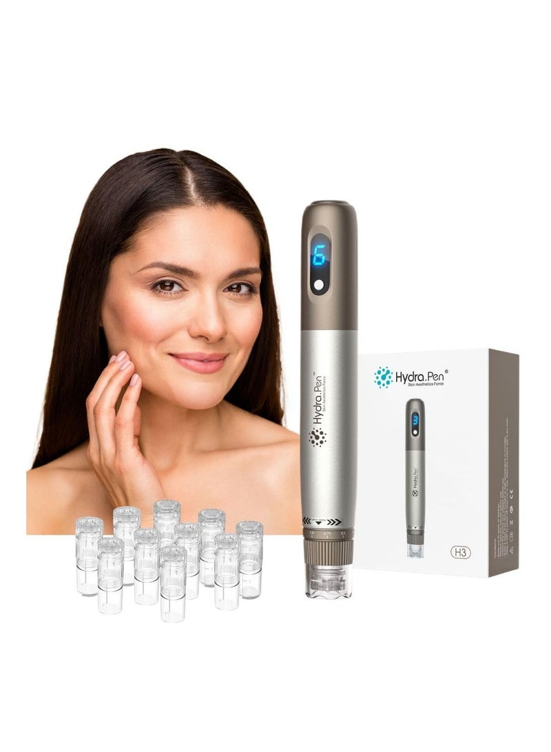 Dr.Pen H3 Hydra Pen Microneedling Pen: Professional Automatic Serum Wireless Microneedling with 12 Cartridges - Skin Pen for Face & Body & Hair Growth