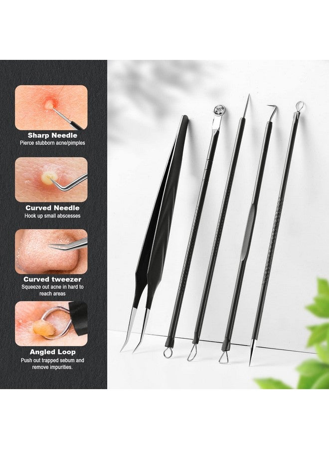 Blackhead And Acne Extractor Kit Professional Pimple Popper Tool Kit Acne Tweezers And Blackhead Remover Tools For Face 5 Pcs Surgical Extractor Pimple Popping Tools