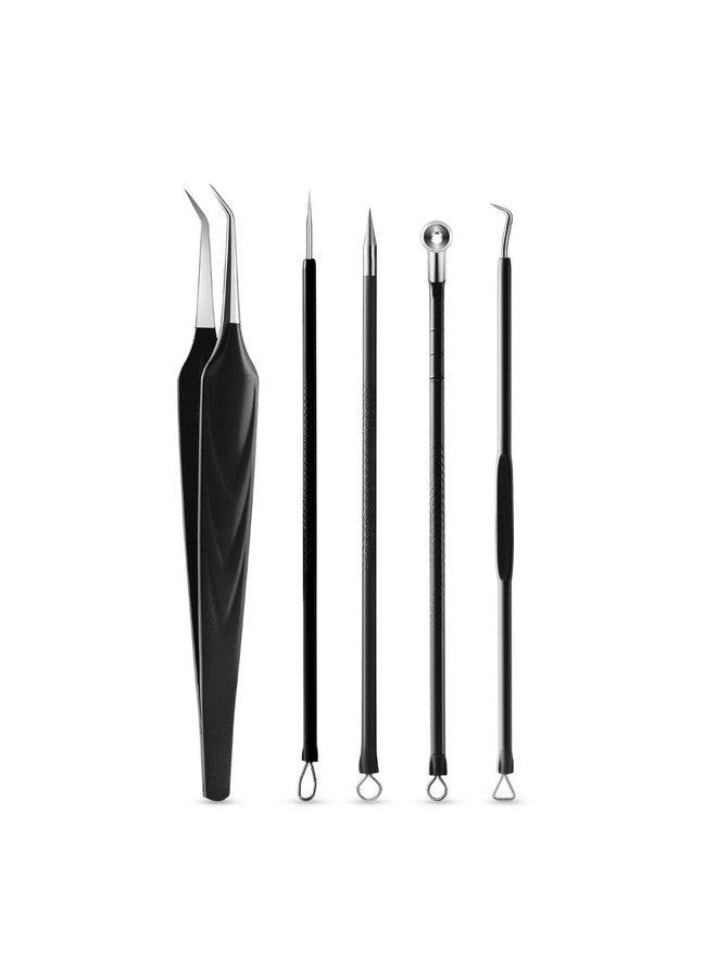 Blackhead And Acne Extractor Kit Professional Pimple Popper Tool Kit Acne Tweezers And Blackhead Remover Tools For Face 5 Pcs Surgical Extractor Pimple Popping Tools