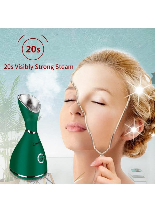 Facial Steamernano Ionic Facial Steamer Warm Mist Humidifier Atomizer Sprayer Moisturizing Face Steamer Home Sauna Spa Face With 4 Piece Stainless Steel Skin Kit And Hair Band(Green)