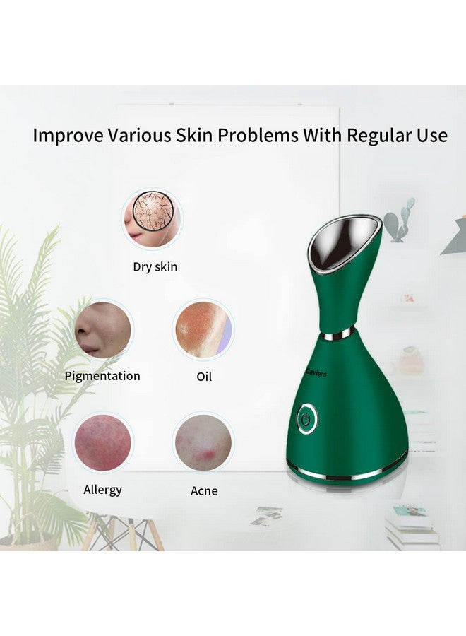 Facial Steamernano Ionic Facial Steamer Warm Mist Humidifier Atomizer Sprayer Moisturizing Face Steamer Home Sauna Spa Face With 4 Piece Stainless Steel Skin Kit And Hair Band(Green)