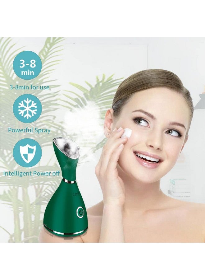Facial Steamernano Ionic Facial Steamer Warm Mist Humidifier Atomizer Sprayer Moisturizing Face Steamer Home Sauna Spa Face With 4 Piece Stainless Steel Skin Kit And Hair Band(Green)