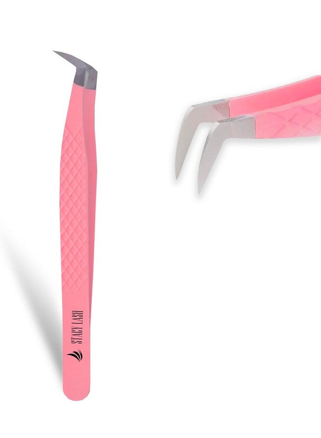 Eyelash Extension Tweezersprecision Tool For Premade Fans & Volume Extensionscurved Tipfalse Lashes Supplies