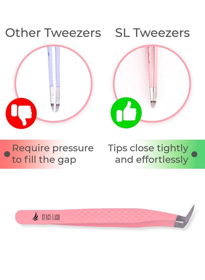 Eyelash Extension Tweezersprecision Tool For Premade Fans & Volume Extensionscurved Tipfalse Lashes Supplies