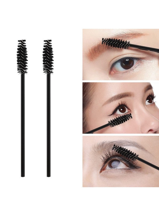 100 Pcs Disposable Mascara Wands Eyebrow Spoolies Brush For Eyelash Extensions Lash Brushes With Container (Black)