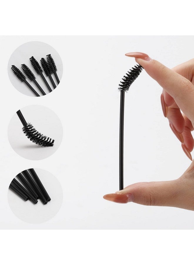 100 Pcs Disposable Mascara Wands Eyebrow Spoolies Brush For Eyelash Extensions Lash Brushes With Container (Black)