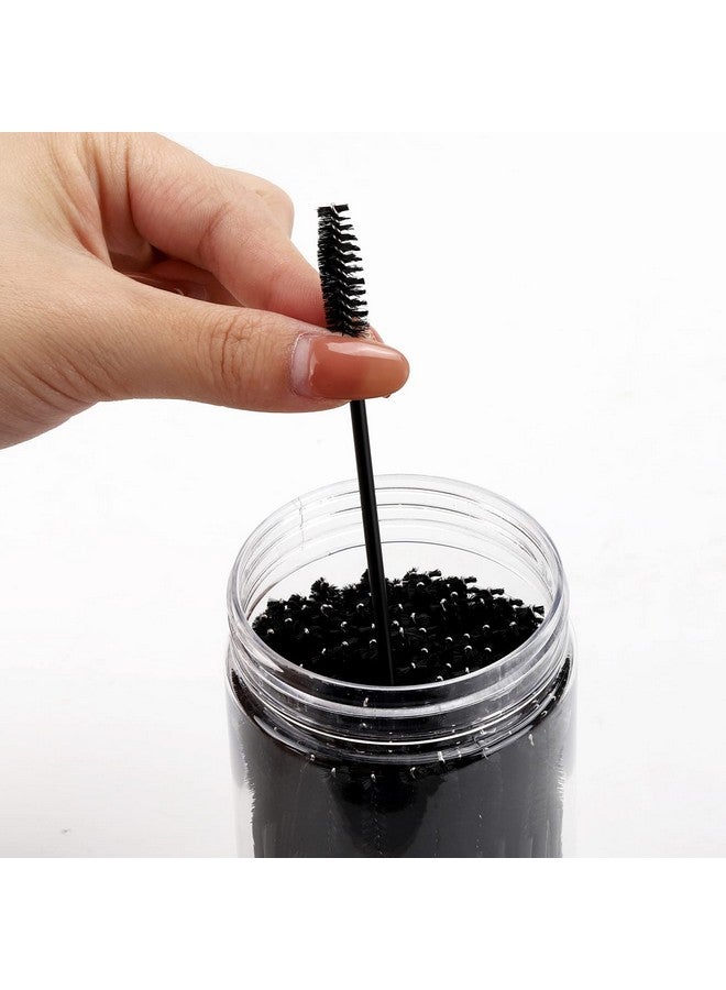 100 Pcs Disposable Mascara Wands Eyebrow Spoolies Brush For Eyelash Extensions Lash Brushes With Container (Black)