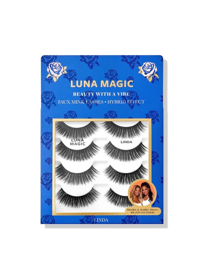 Linda Faux Mink Lashes Multipack Hybrid Effect Reusable Wispy & Natural Cruelty Free 15Mm 4 Pairs