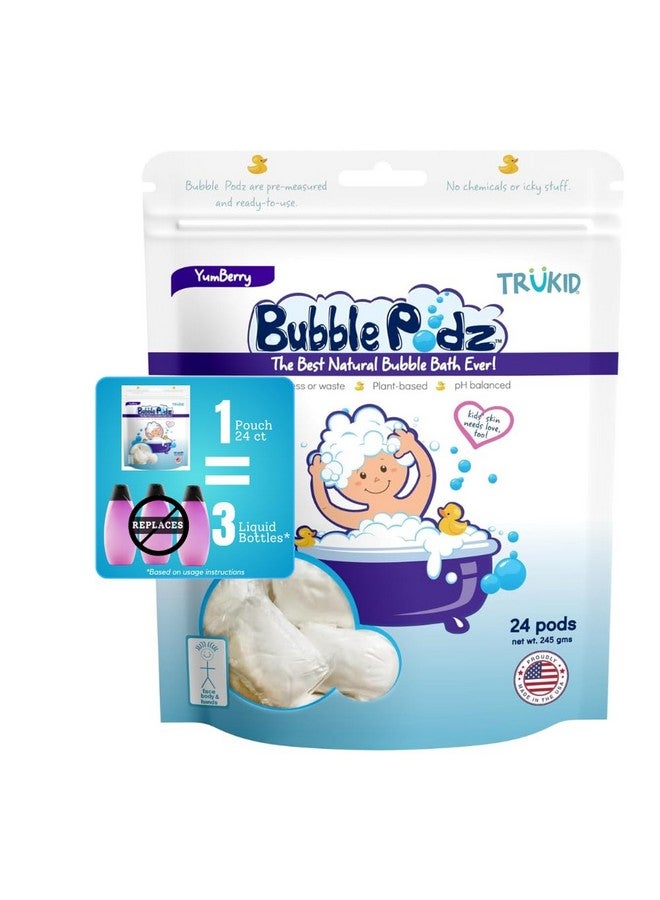 Bubble Podz Bubble Bath For Baby & Kids Gentle Refreshing Bath Bomb For Sensitive Skin Ph Balance 7 For Eye Sensitivity Natural Moisturizers And Ingredients Yumberry (24 Podz)