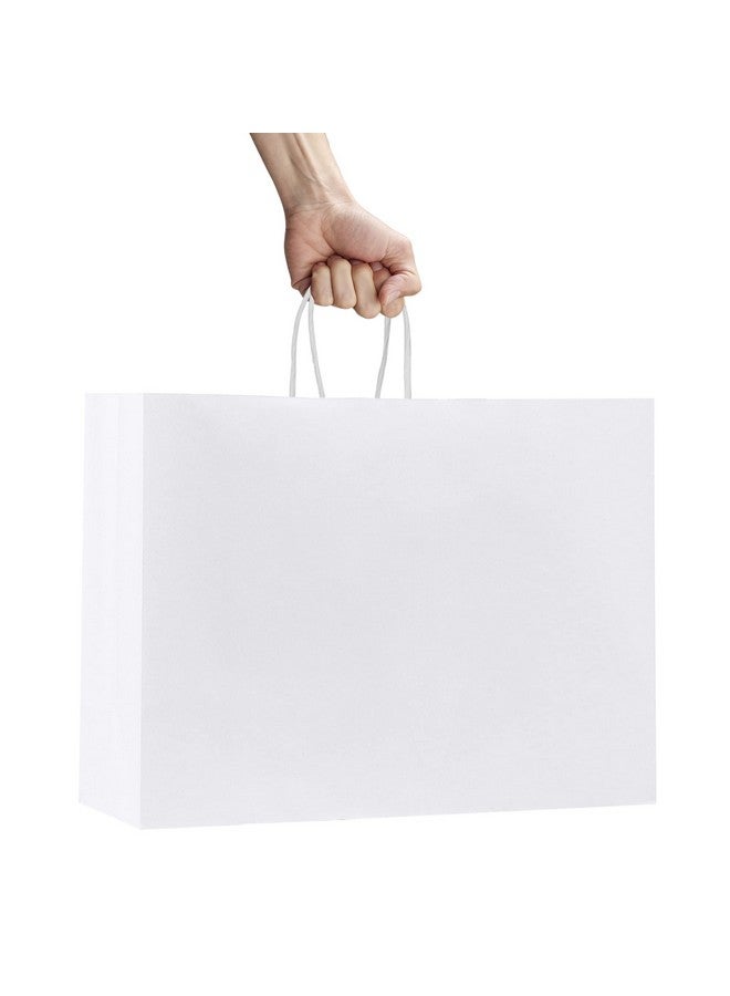 Gift Bags White Paper Bags 50Pcs 16X6X12 Inches Kraft Paper Bags With Handles Bulkshopping Bags For Grocery Merchandiselarge Recycled Paper Bagsretail Bags For Small Business